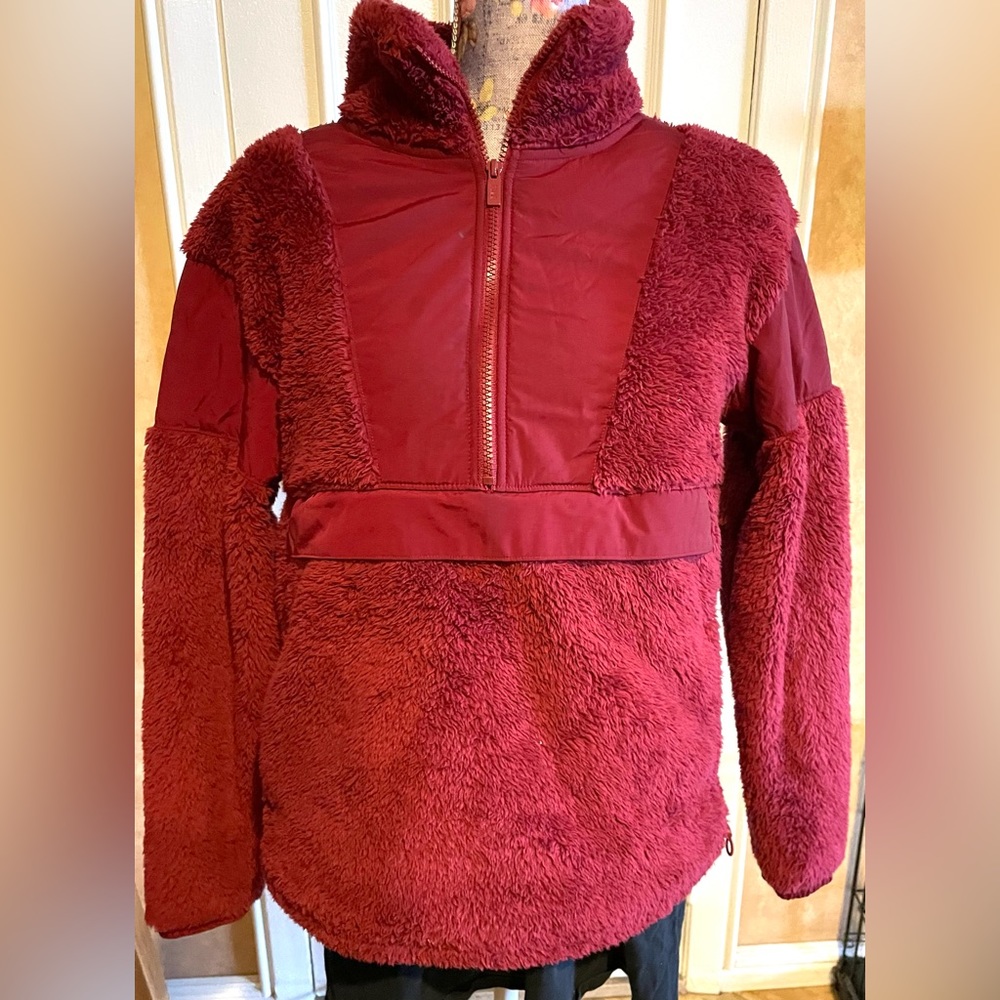 Victorias Secret Fleece Sweater Women Small Pullover 1/4 Zip Soft Maroon